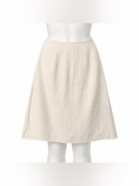 Relativity Beige Linen A-Line Skirt Fully Lined Side Zip Minimalist Career XL